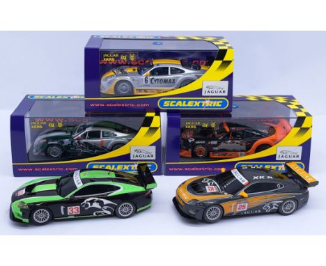 Scalextric Jaguar XKR Group, 1:32nd Scale Cars to include (1) C2711 Rocketsports No.1; (2) C2761 Cytosport No.6; (3) C2785 Au