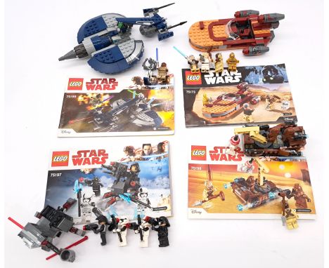 Lego Star Wars group including: #75199 General Grievous' Combat Speeder, #75173 Luke's Landspeeder, #75198 Tatooine Battle Pa