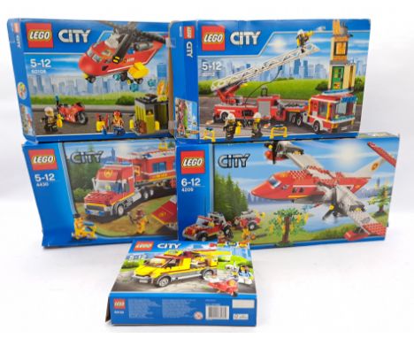 Lego City Fire Fighter group plus others including: #4430 Fire Transporter, #60112 Fire Engine, #4209 Fire Plane, #60108 Fire