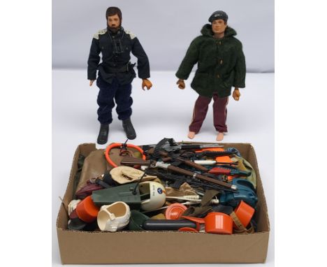 Palitoy Action Man vintage loose/unboxed group to include 2 x figures (both have damaged hands), various part outfits, rifles