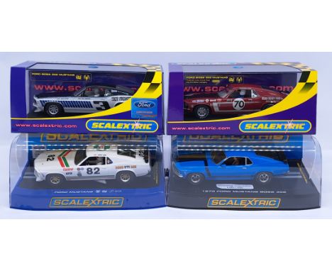 Scalextric Ford Mustang Group, 1:32nd Scale Cars to include (1) C2656 '69 Stark Hickey Ford Inc; (2) C2739 - 1971 Troy Promot