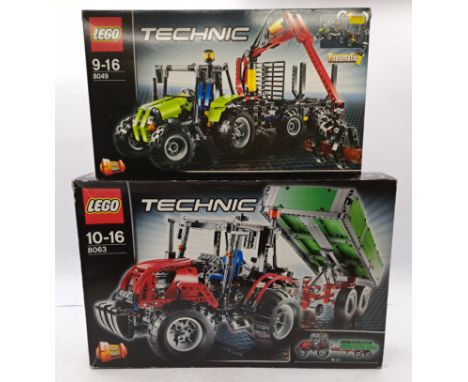 Lego Technic pair including: #8049 Tractor with Log Loader, #8063 Tractor with Trailer, with instructions, Vendor states comp