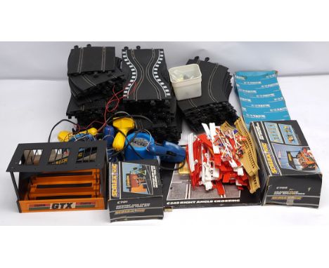Scalextric (or similar), a group of accessories to include C249 Right Angle Crossing, C701 Pitstop and Crew, C705 Grandstand 