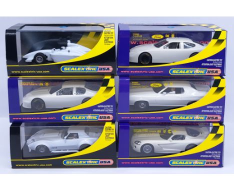Scalextric USA (Plain White Models) Group, 1:32nd Scale Cars to include (1) C2525 Chevrolet Corvette L88; (2) C2604 Ford Taur