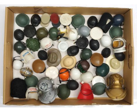 Palitoy Action Man (and similar) vintage, a group of hats/helmets to include Deep Sea Diver, Police Motorcyclist, Sailor, Gre