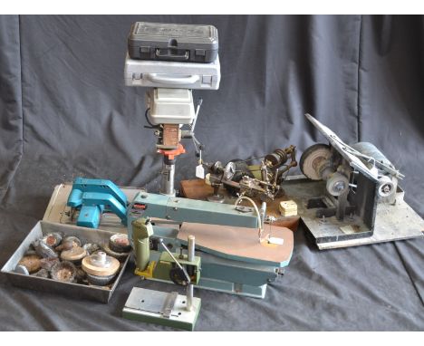 Electronic Tools - bench-mounted, comprising band saw; pillar drill; grinder; others (5) 