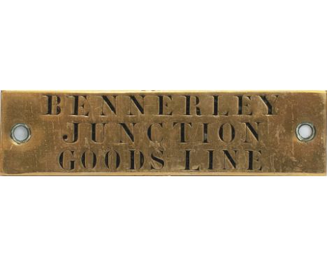 Midland Railway hand engraved brass shelf plate BENNERLEY JUNCTION GOODS LINE. In very good condition with original black wax