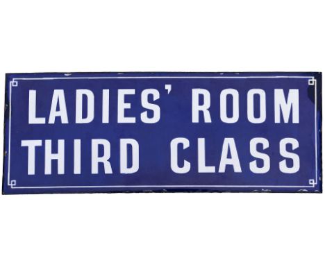 Midland Railway enamel doorplate LADIES ROOM THIRD CLASS. In very good condition with minor edge chipping and a small area of