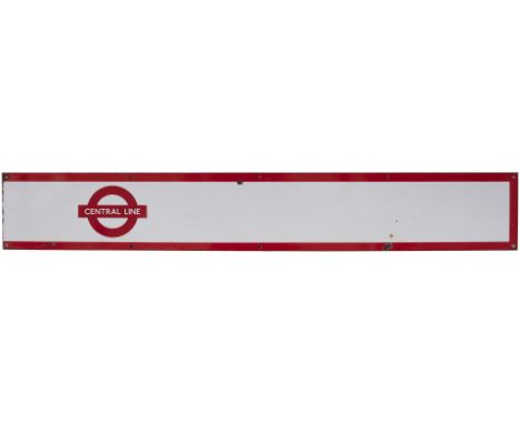 London Underground enamel frieze sign CENTRAL LINE measuring 60in x 9in. In very good condition with some edge chipping.