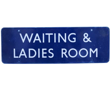 BR(E) enamel doorplate WAITING &amp; LADIES ROOM. In excellent condition measures 18in x 6in.