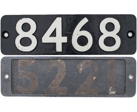 Smokebox numberplate 8468 ex BR-W Hawksworth 0-6-0 PT built by the Yorkshire Engine Co in 1951. Allocated to 84E Tyseley for 
