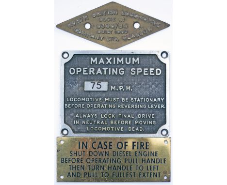 Diesel Bogie plate NORTH BRITISH LOCOMOTIVE COMPANY LTD GLASGOW BOGIE No 6306/84 BUILT 1960 ex British Railways class 22. Dia