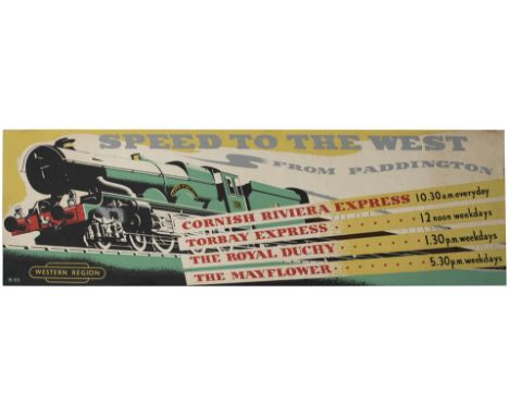 BR-W carriage print SPEED TO THE WEST FROM PADDINGTON CORNISH RIVIERA EXPRESS, TORBAY EXPRESS, THE ROYAL DUCHY, THE MAYFLOWER