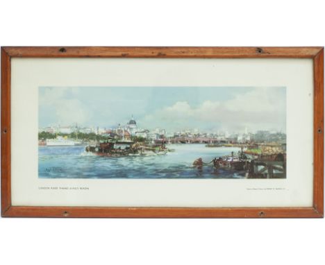 Carriage Print LONDON RIVER THAMES (KING'S REACH) by Frank H Mason R.I. From the LNER Post-War series issued in 1947. In exce