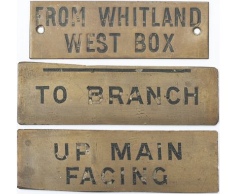 GWR hand engraved brass shelf plate TO WHITLAND WEST BOX. In very good condition with original black wax infill. Measures 4.7