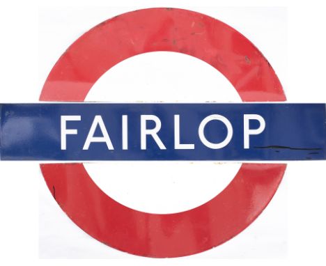 London transport Underground enamel Target/Bullseye sign Fairlop. In 3 sections measures 59in x 40in. No frame.