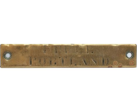 Midland Railway hand engraved brass shelf plate UPPER PORTLAND. In very good condition with original black wax infill. Measur