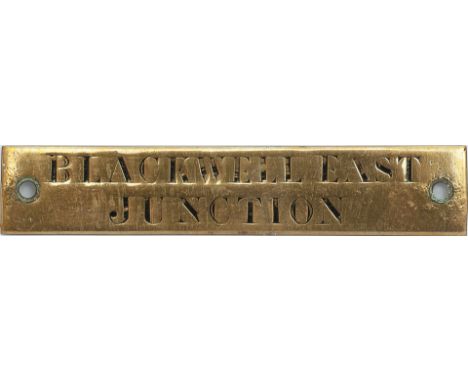 Midland Railway hand engraved brass shelf plate BLACKWELL EAST JUNCTION. In very good condition with original black wax infil