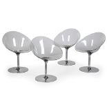 PHILIPPE STARCK; FOUR CRYSTAL 'EROS' SWIVEL CHAIRS; MADE BY KARTELL; EARLY 21ST CENTURY