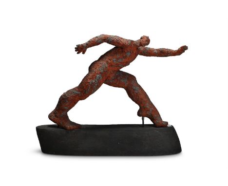 λ  BABETTE MARTINI (BRITISH) FIGURAL SCULPTURE; 1996 Terracotta, engobe Signed and dated to underside of base  77cm high, 93c