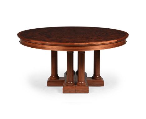 DAVID LINLEY (ENGLISH, B.1961) A 'CLASSIC' TABLE, LATE 20TH/EARLY 21ST CENTURY Burr walnut and figured walnut circular, on pi