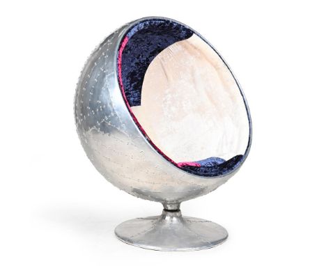ROCKSON'S (AMERICAN) INDUSTRIAL AVIATOR 'BALL' CHAIR; LATE 20TH CENTURY After a design by Eero Aarnio. The 'cut' ball shape s