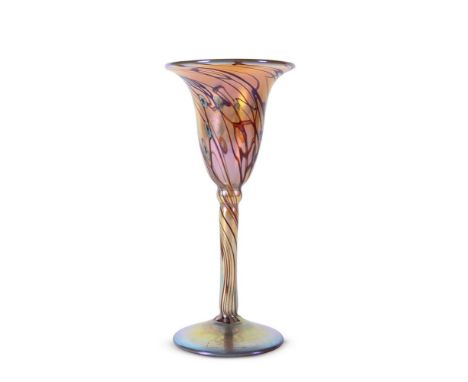 LOUIS COMFORT TIFFANY (AMERICAN, 1848-1933)  A 'FAVRILE' STEMMED GLASS; EARLY 20TH CENTURY  Gold iridescent glass with swirls