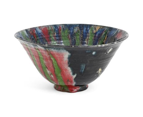 λ JANICE TCHALENKO (BRITISH, 1942-2018) FLARED BOWL; CIRCA 1990 Glazed earthenware 15.8cm high, 31.5cm diameter
