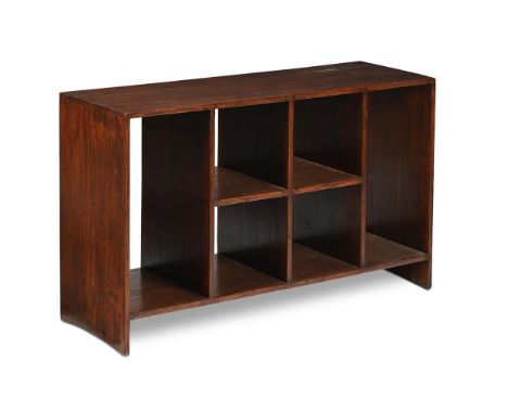 PIERRE JEANNERET (SWISS, 1896-1967) A FILE RACK OR BOOKCASE; CIRCA 1960 Teak; with six shelves 71cm high, 122cm wide, 38cm de