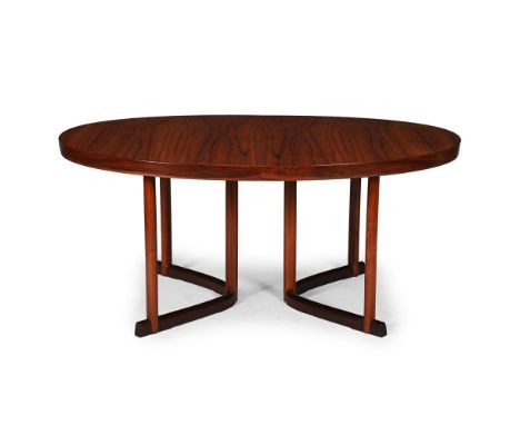 Y JOHANNES ANDERSEN (DANISH, 1903-1991) AN OVAL DINING TABLE; CIRCA 1965 Rosewood, with two extending leaves 72.5cm high, 108