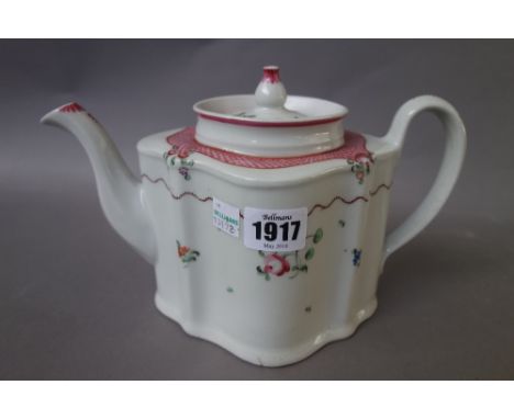 A New Hall tea service, late 18th century, painted with pattern `173', comprising; a teapot and cover, a milk jug, a sugar bo