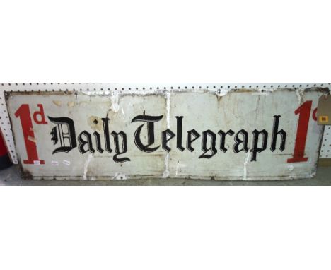 An early 20th century 'Daily Telegraph' enamel sign, 120cm wide x 35cm high, and a metal 'Ingoldsby Road' sign, 117cm wide x 