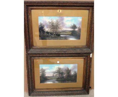 R. Hulk (early 20th century), Landscapes, a pair, oil on board, both signed, each 21.5cm x 39cm.(2)  H1