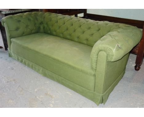 An early 20th century Chesterfield sofa, with button back upholstery, 200cm wide x 78cm high.  G5