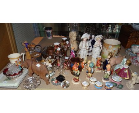 Ceramics, including; Hummel figures, Halcyon Days boxes, mini studio vases and sundry, (qty). S1M