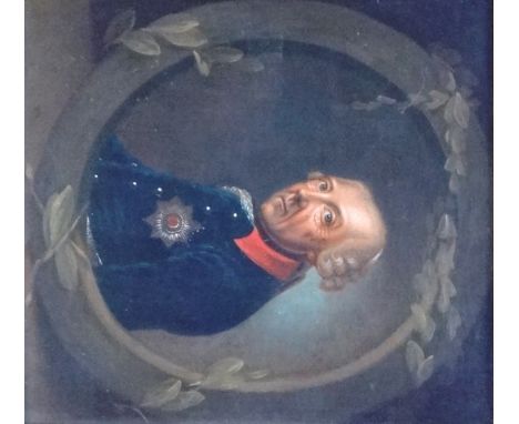 Continental School (18th century), Portrait of a gentleman, wearing the Garter star, oil on canvas, in a feigned oval, 39cm x