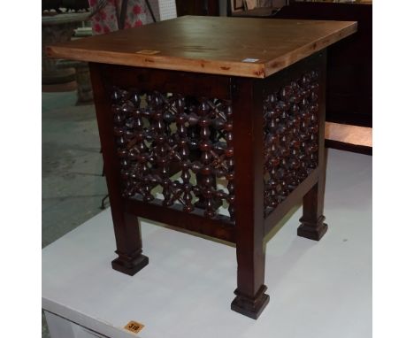 An early 20th century mahogany bobbin turned square occasional table, 44cm wide  C10