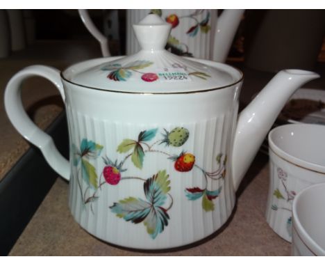 A Royal Worcester 'Strawberry Fair' pattern six piece dinner, tea and coffee service, (qty).  S3M