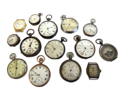 A gentleman's silver cased, key wind, openfaced pocket watch, Birmingham 1881, seven further pocket watches, two lady's silve