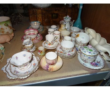 Ceramics, comprising; mainly teacups and saucers, including Royal Worcester reproduction Harry Davis, Dresden, a Herend milk 