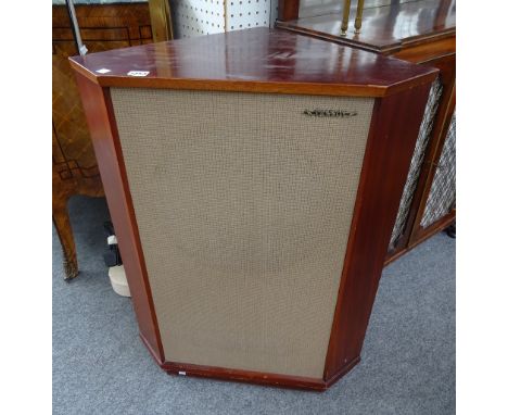 A pair of vintage mahogany cased 'Tannoy' corner speakers; Monitor gold type LSU/HF/15/8, stamped '121702', speaker approx 12