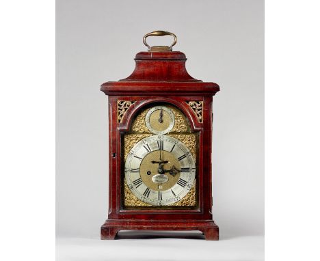 A George III mahogany bracket clock By William Fleetwood, LondonWith an ogee pediment, surmounted by a brass carrying handle,