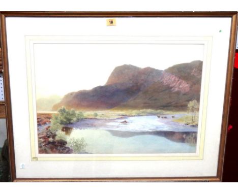 W. M. Hale (19th century), Mountainous river landscape, watercolour, signed, 38cm x 55cm.  K1