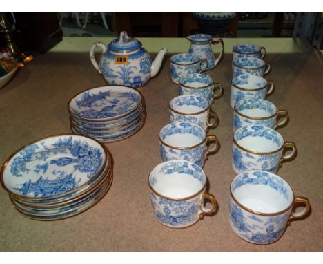 A Victorian blue and white porcelain tea service, (qty).  S2M