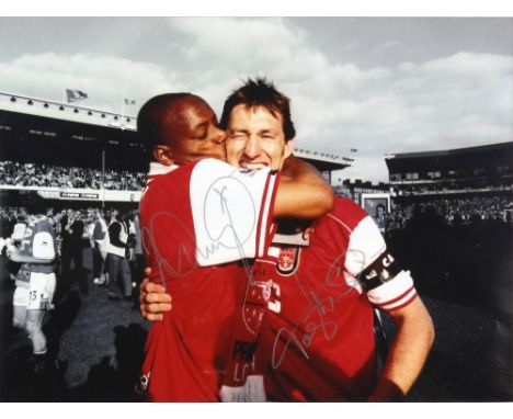 Arsenal Football Club - Tony Adams and Ian Wright signed photo, framed, 42 x 52 cm.        