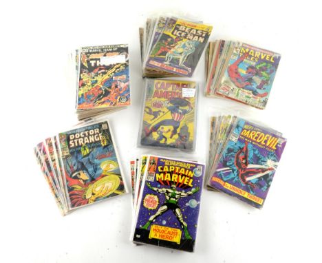 100+ Marvel Comics from the 1960's onwards including Marvel Collectors' Item x10, Captain Marvel 1-15, Strange Tales 136, 144