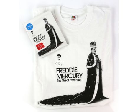 Queen - Promotional T Shirt for the launch of 'The Great Pretender' DVD, from BAFTA London on 6th September 2012, White T shi