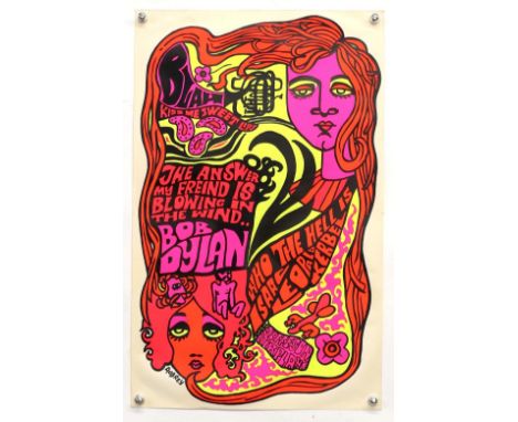 Bob Dylan - Screen print music poster by Aubrey, rolled, 15 x 24 inches.        