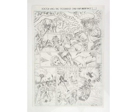 Doctor Who - The Stockbridge Child Part Three Page 1, Original pencil comic artwork by Mike Collins, 30 x 42 cm.        