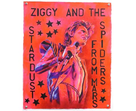 David Bowie 'Ziggy Stardust and the Spiders from Mars' - Original hand painted artwork by John Judkins, signed, flat, 57 x 69